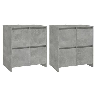 vidaXL kumodes, 2 gab., betona pelēkas, 70x41x75 cm, skaidu plāksne