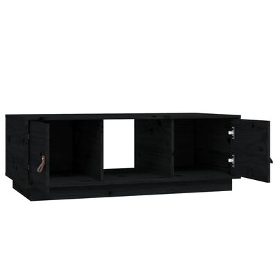 vidaXL kafijas galdiņš, melns, 100x50x35 cm, priedes masīvkoks