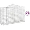 vidaXL arkveida gabiona grozi, 5 gb., 200x50x120/140cm, cinkota dzelzs