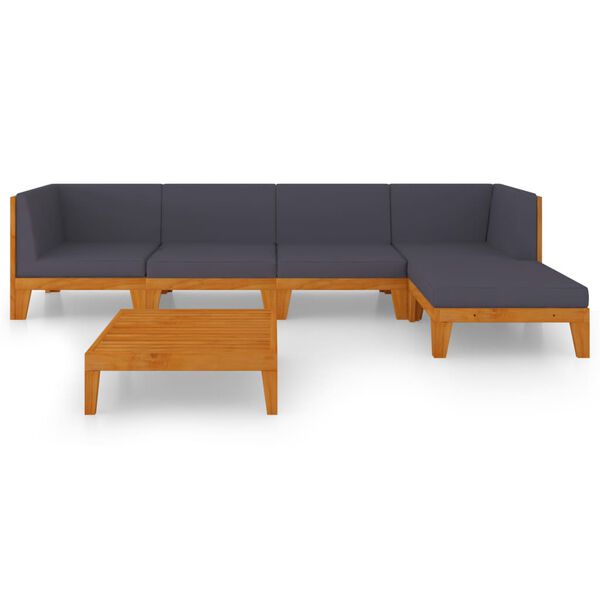 vidaXL 6-daļīgs dārza atpūtas mēbeļu komplekts, akācijas masīvkoks