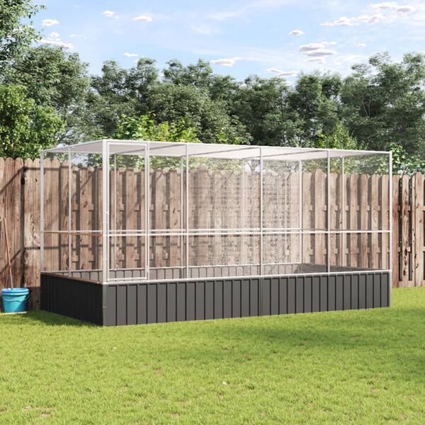 vidaXL putnu būris ar pagarinājumu, sudraba krāsā, 418x207x212 cm, tērauds