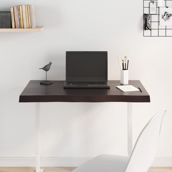 vidaXL galda virsma, tum&scaron;i brūna, 80x40x(2-4) cm, ozola masīvkoks