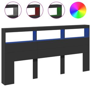 vidaXL galvgaļa skapis ar LED, melns, 200x17x102 cm