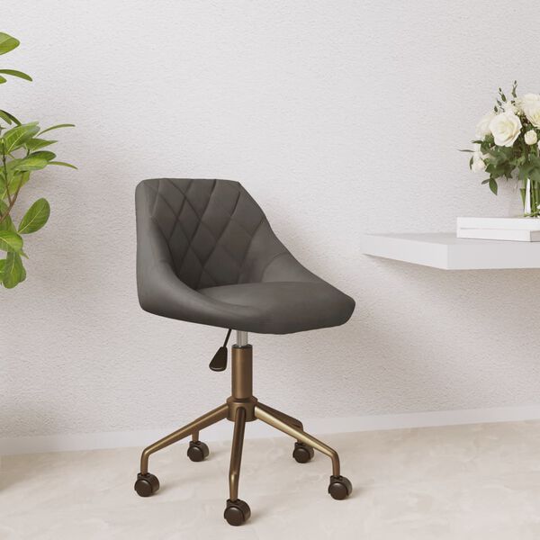 vidaXL grozāms virtuves krēsls, tum&scaron;i pelēks samts