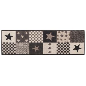 vidaXL Virtuves paklājs pelēkas zvaigznes 150 x 45 cm 100% poliamīds