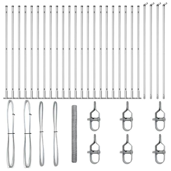 vidaXL Žoga āķis Sudraba 50 x 1,5 m (36 mm acs izmērs) Tērauds