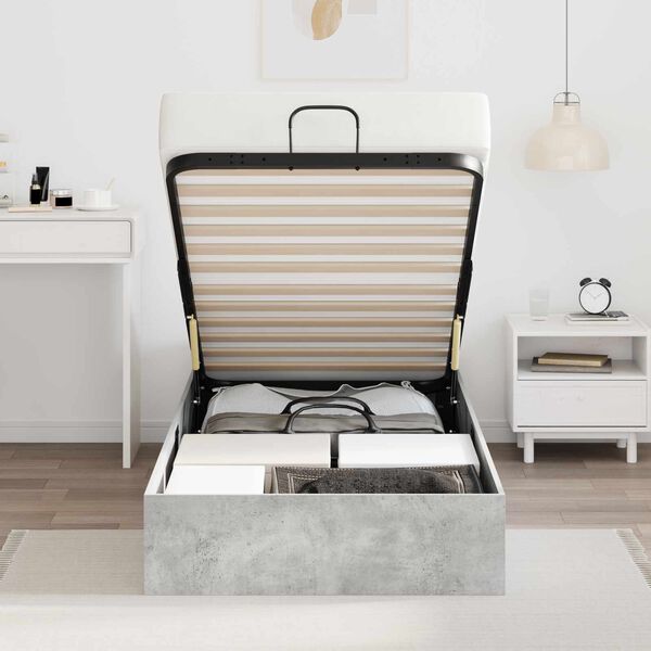 vidaXL Otomāna gultas rāmis ar uzglabā&scaron;anu Betona pelēks 100 x 200 cm