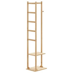 vidaXL mēteļu statīvs ar āķiem un plauktiem 38,5x30x156 cm bambuss