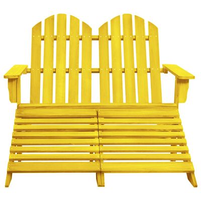 vidaXL divvietīgs dārza krēsls ar kāju balstiem, egles koks, dzeltens