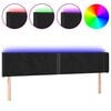 vidaXL gultas galvgalis ar LED, 183x16x78/88 cm, melns samts