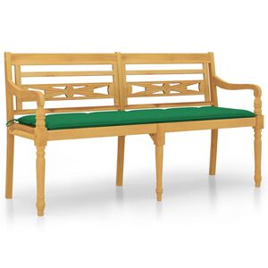 vidaXL sols ar zaļu matraci, 150 cm, masīvs tīkkoks