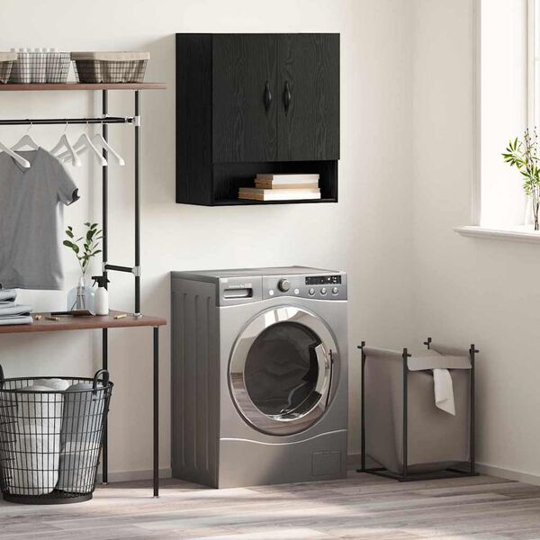 vidaXL Sienā piestiprināms skapis Melns ozolkoks 60 x 31 x 70 cm