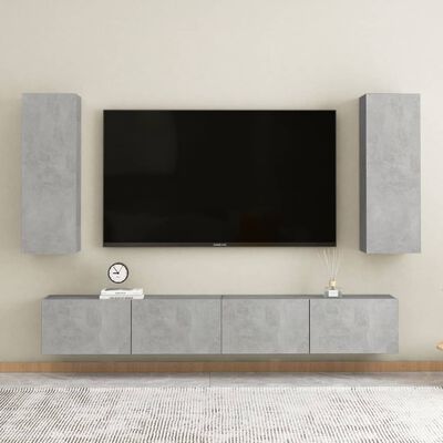 vidaXL TV skapītis, 30,5x30x90 cm, betonpelēks, skaidu plāksne