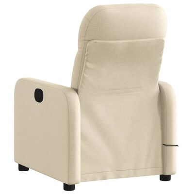 vidaXL elektrisks masāžas krēsls, atgāžams, krēmkrāsas audums