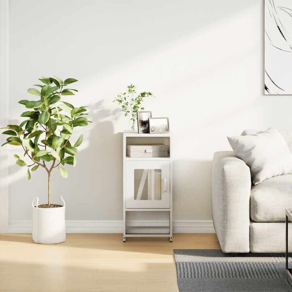 vidaXL naktsskapītis, balts, 36x39x78 cm, auksti velmēts tērauds