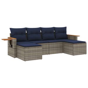 vidaXL 6-daļīgs dārza dīvāna komplekts ar matračiem pelēka rotangpalma