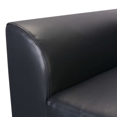 vidaXL izvelkams dīvāns, melna mākslīgā āda