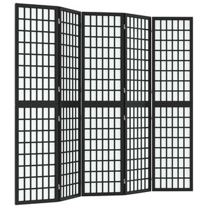 vidaXL aizslietnis, 5 paneļi, salokāms, 200x170cm, japāņu stils, melns
