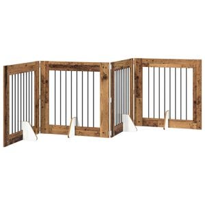 vidaXL Salokāms suņu vārti ar statīviem 4 pcs Vecs koks 321 cm