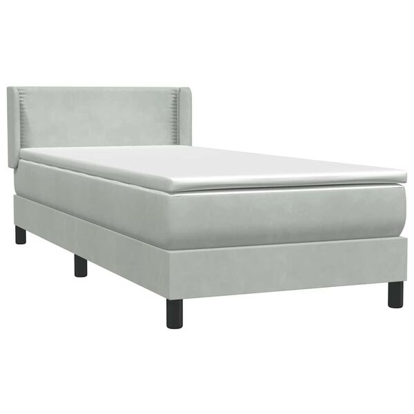 vidaXL Box Spring Gulta ar matraci Gai&scaron;i pelēks 80x210 cm Velvet