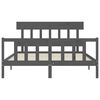 vidaXL gultas rāmis ar galvgali, pelēks, King Size, masīvkoks