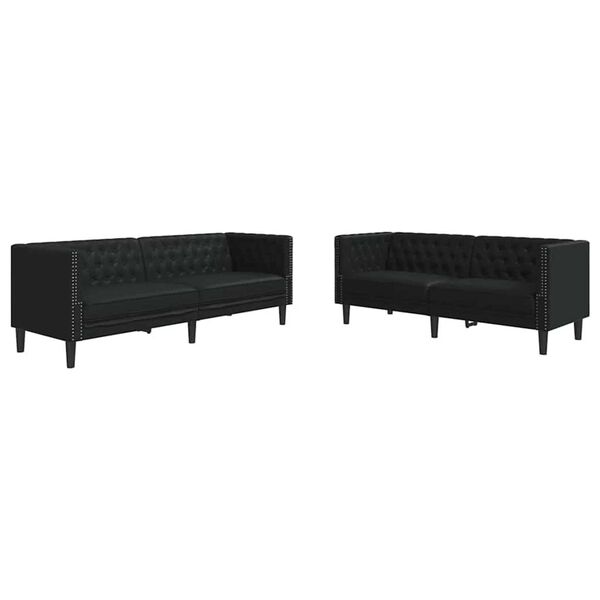 vidaXL viesistabas dīvāns 2 pcs Melna 194 x 74,5 x 70,5 cm