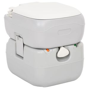 vidaXL portatīvā kempinga tualete, pelēka un balta, 22+12 L, HDPE