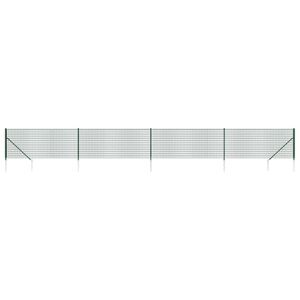 vidaXL stiepļu žogs ar zemes mietiņiem, zaļ&scaron;, 0,8x10 m