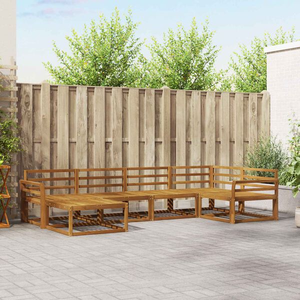 vidaXL Āra dīvānu komplekts 6 pcs Dabiska Cietā akācijas koks