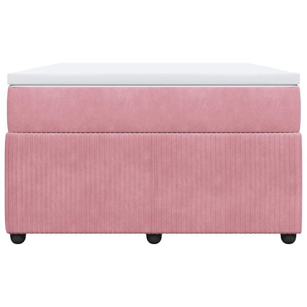 vidaXL atsperu gulta ar matraci, rozā samts, 120x190 cm