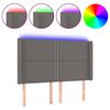 vidaXL gultas galvgalis ar LED, 147x16x118/128 cm, pelēka mākslīgā āda