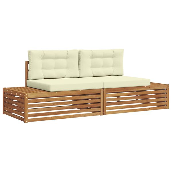 vidaXL Āra dīvānu komplekts ar spilvenu 2 Gabals Dabisks un krējuma