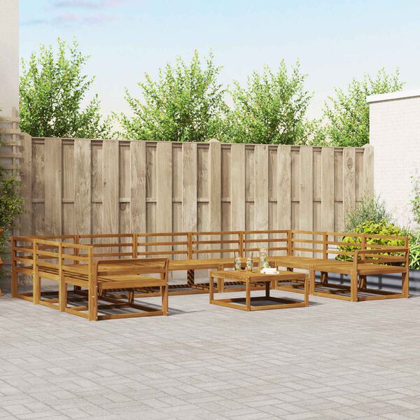 vidaXL Āra dīvānu komplekts 10 pcs Dabiska Cietā akācijas koks