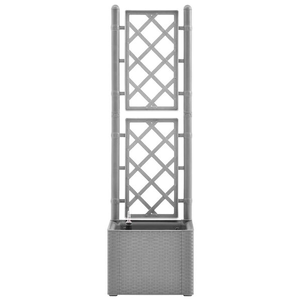 vidaXL puķu kaste ar špaleru, pelēka, pašlaistīšanas sistēma