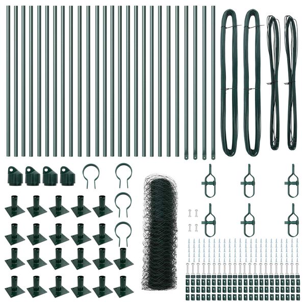 vidaXL Žoga āķis Zaļa 50 x 0,4 m (36 mm acs) Tērauds un PVC