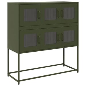 vidaXL kumode, olīvzaļa, 100,5x39x107 cm, auksti velmēts tērauds