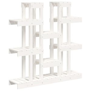 vidaXL augu plaukts, balts, 104,5x25x109,5 cm, priedes masīvkoks
