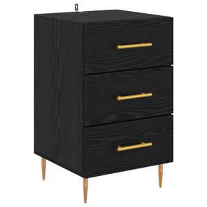 vidaXL Nakts skapītis Melns ozolkoks 40 x 40 x 66 cm Inženierijas koks