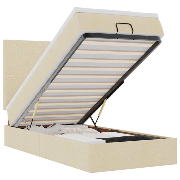 vidaXL Osmaņu gultas rāmis ar matrača krēma 80x200 cm audums