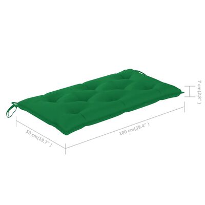 vidaXL dārza sols ar zaļu matraci, 112 cm, masīvs tīkkoks