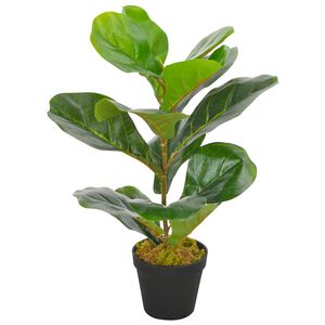 vidaXL mākslīgais augs, lirveida fikuss ar podiņu, zaļ&scaron;, 45 cm