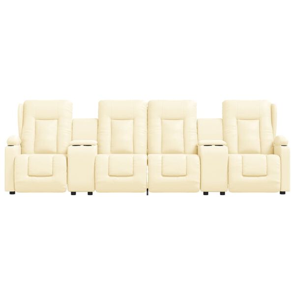 vidaXL četrvietīgs masāžas krēsls ar glāžu turētāju, bēša mākslīgā āda