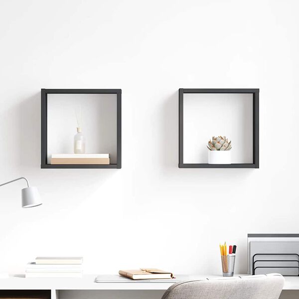 vidaXL kuba formas sienas plaukti, 2 gab., 30x15x30 cm, pelēki