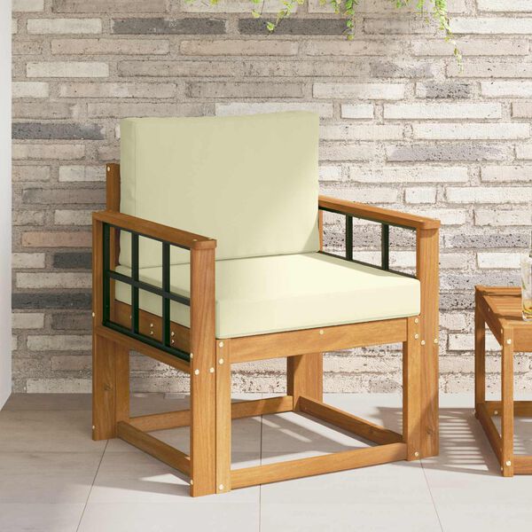 vidaXL Āra dīvānu komplekts Cieta akācijas koks un poliesters Dabiska