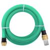 vidaXL sūk&scaron;anas &scaron;ļūtene ar misiņa savienotājiem, zaļa, 1,1", 25 m, PVC