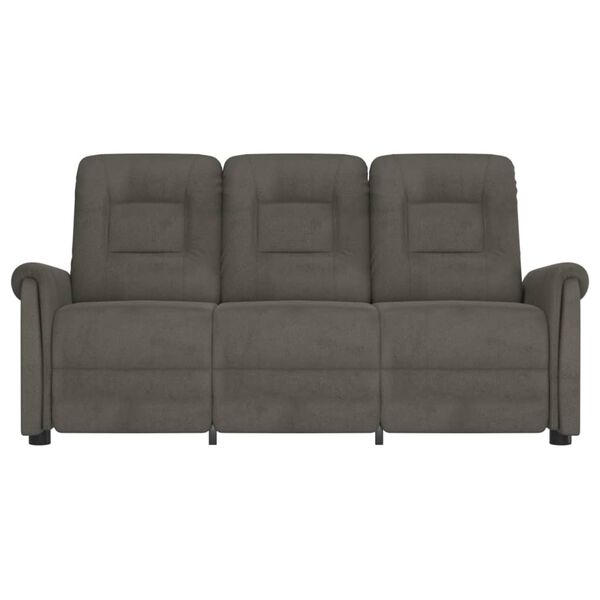 vidaXL trīsvietīgs masāžas krēsls, atgāžams, tumši pelēks audums