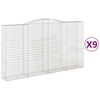 vidaXL arkveida gabiona grozi, 9 gb., 400x50x220/240cm, cinkota dzelzs