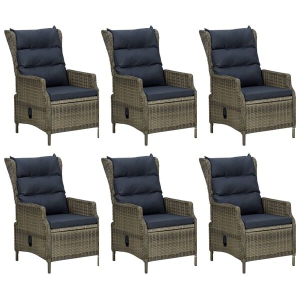 vidaXL 7-daļīgs dārza mēbeļu komplekts, brūna PE rotangpalma