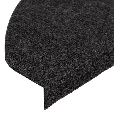 vidaXL kāpņu paklāji, 15 gab., pašlīmējoši, 65x22,5x3,5 cm, melni