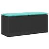 vidaXL dārza sols ar spilvenu melns 110x40x44 cm polirotangpalmas